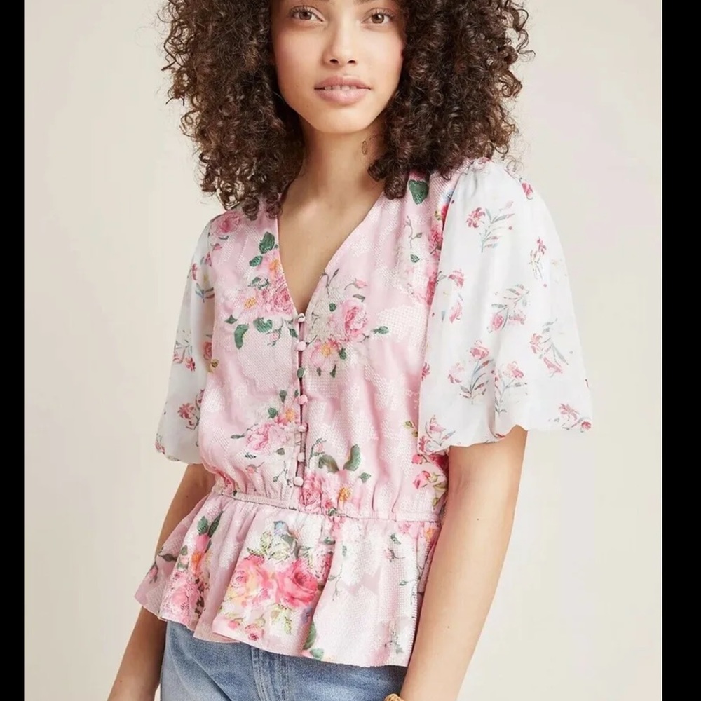 Anthropologie Hermant and Nandita Rose Garden Blouse